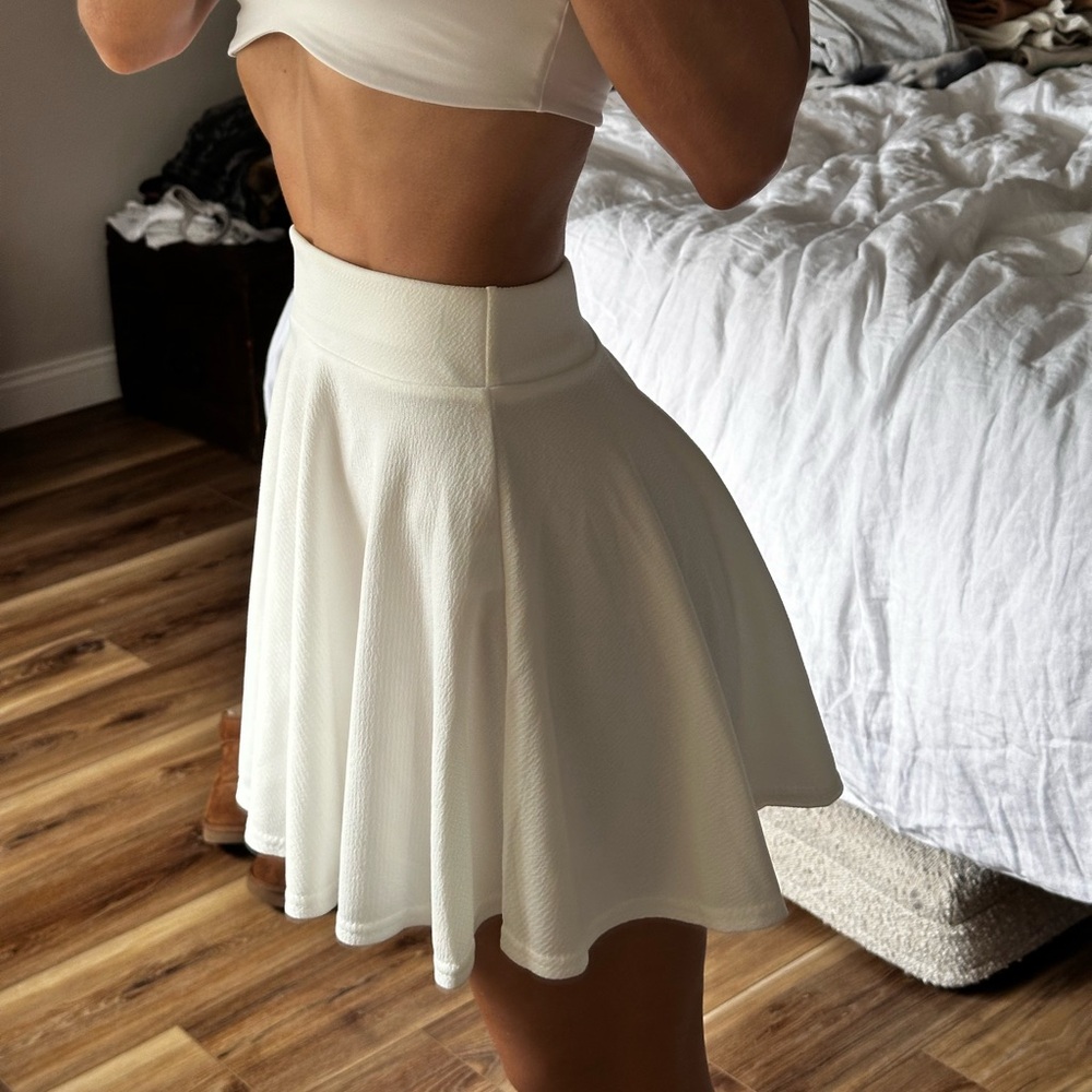 White Flared Skater Skirt